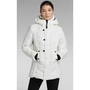 NWT G-Star RAW Alaska Hooded Coat Slim Fit Milk White Wind Blocker Women's Large